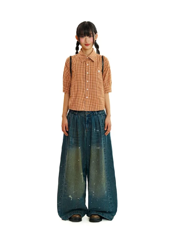 New Deal COLLEGE STYLE CHECKERED SLEEVE SHIRT [S0000008581]