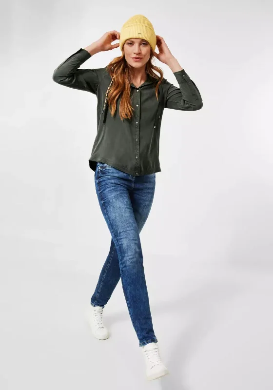Today's Deal Cecil Hooded Button Shirt, Deep Pine Green
