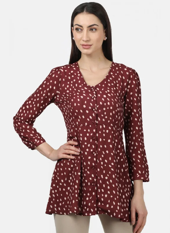 Limited Stock Womens Maroon Printed Tops