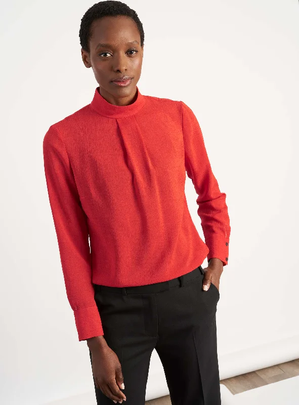 Online Only Riley Techni Voile Blouse - Crimson