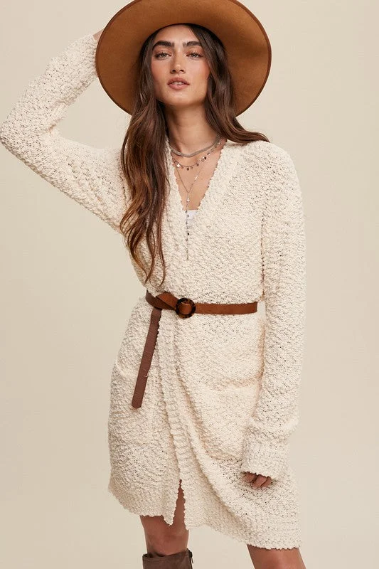 Deep Discounts Popcorn Open Knit Cardigan Sweater