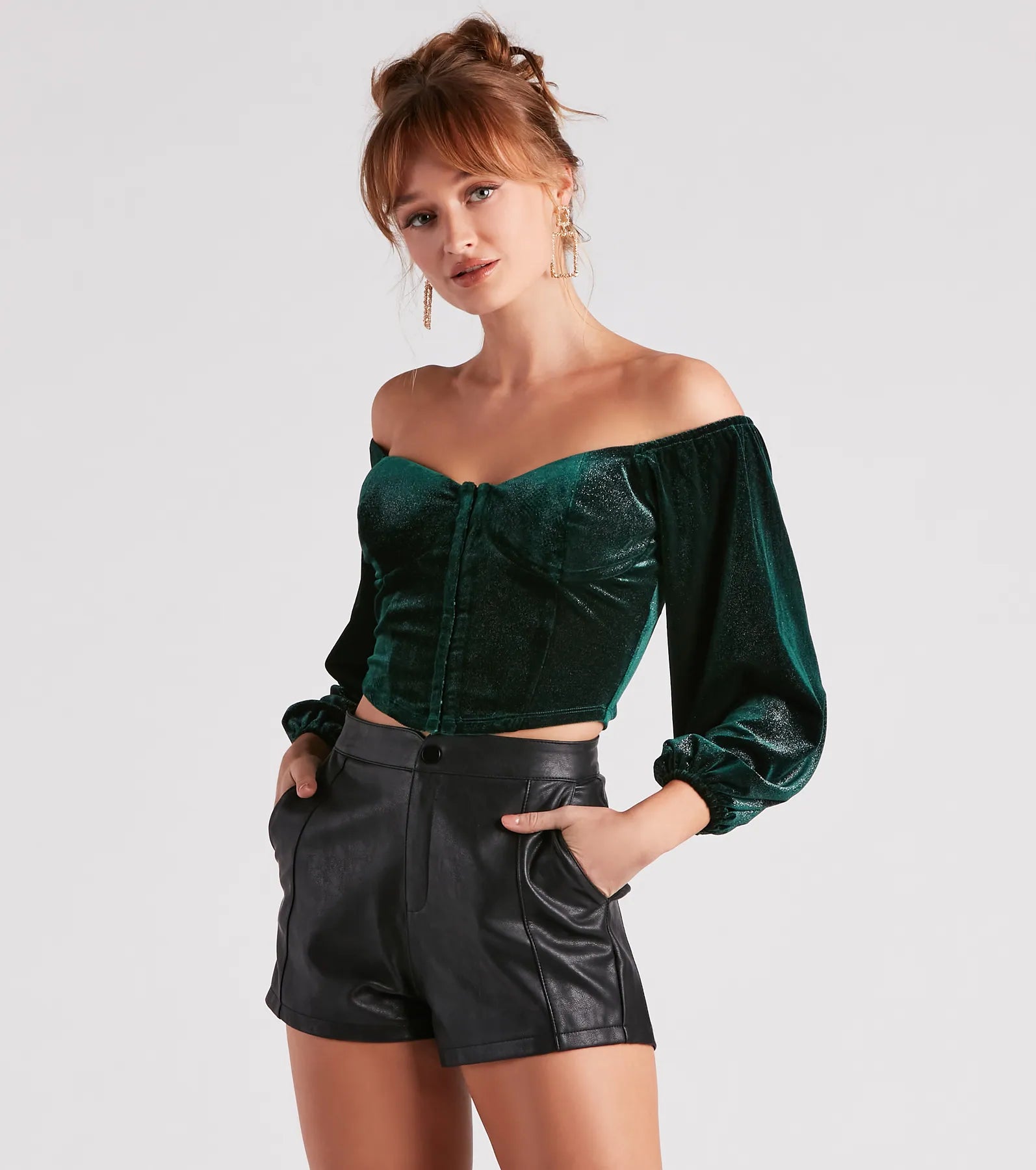 Blowout Deals Reign In Glitter Velvet Crop Top