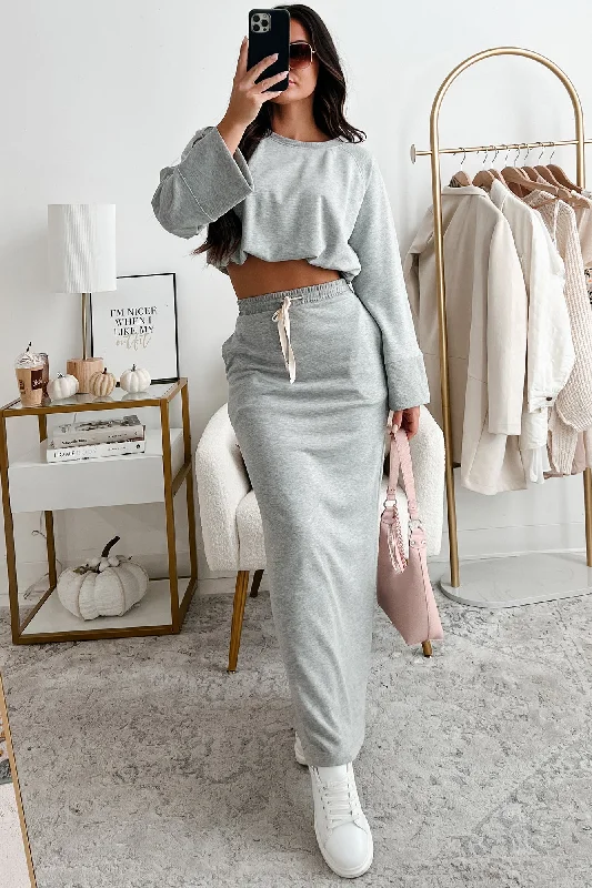 Act Now Times Like These Bubble Hem Crop Top (Heather Grey)