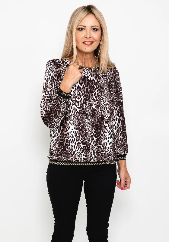 Final Offer Leon Collection Animal Print Top, Brown