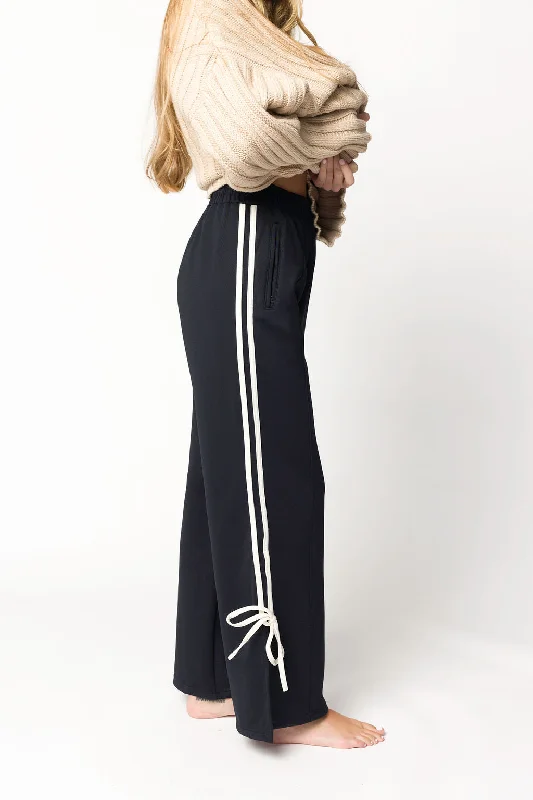 Limited Offer Murphy Track Pants with Bow Detail in Dark Navy/White