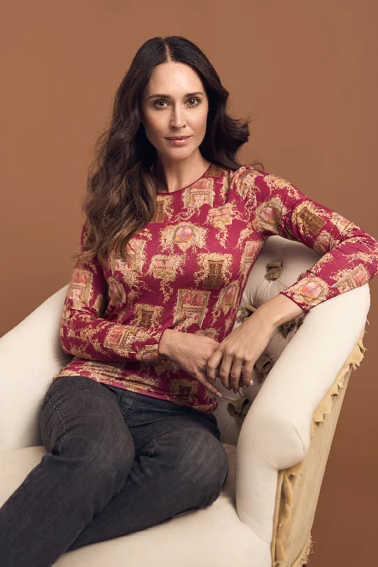 Year-End Deals Long Sleeve Crew Neck Top - Parisian Windows