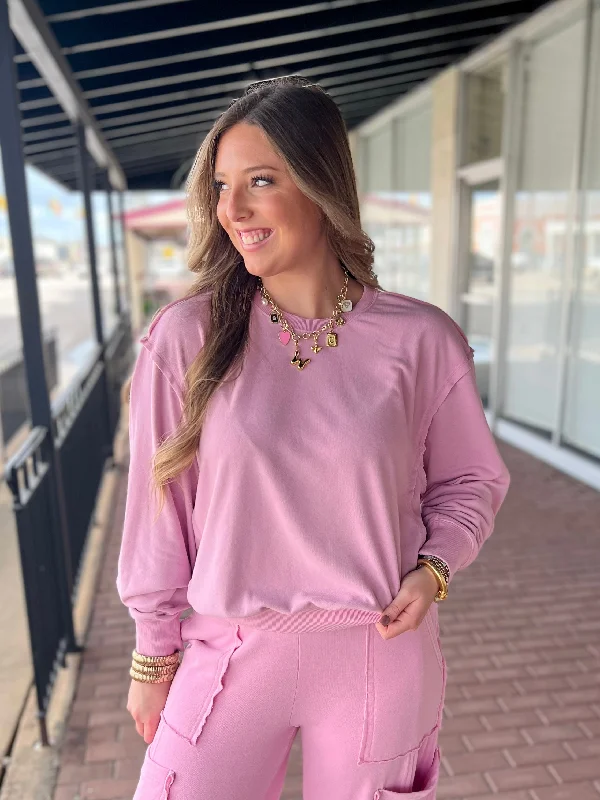 Unbeatable Prices Laid Back Sweatshirt-Rose Pink