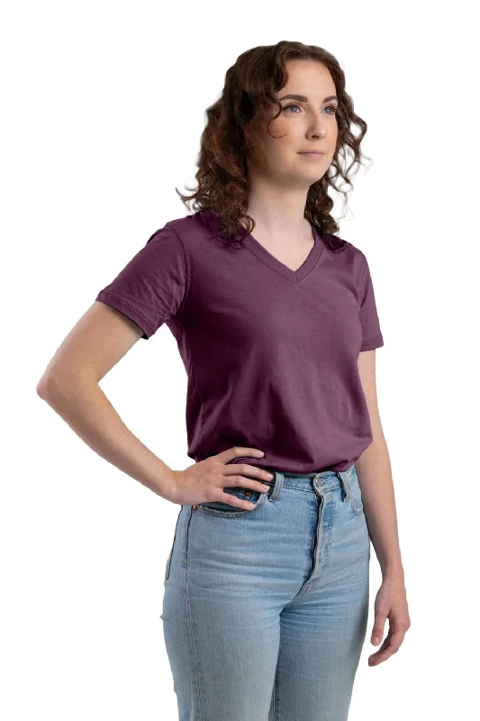 Daily Deals Berne Grape Cotton Blend Womens Performance V-Neck Tee S/S