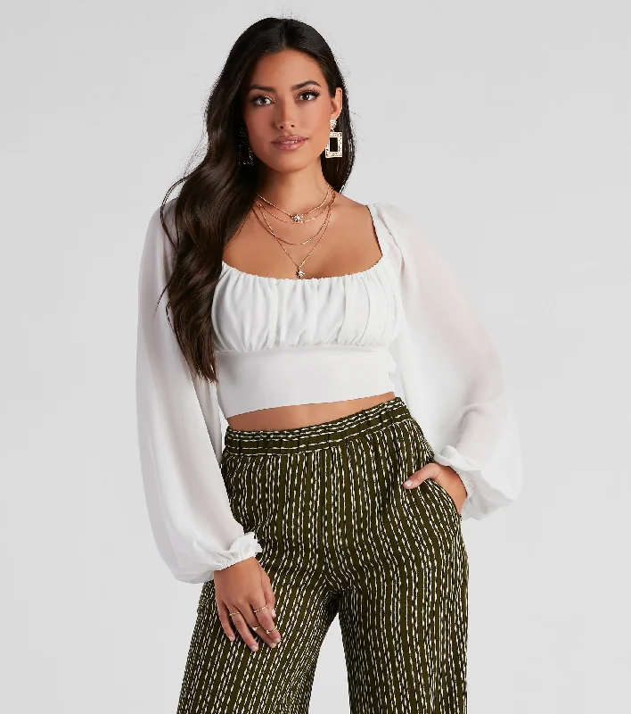 Weekend Deals to Brighten Your Day Chic Airy Chiffon Cropped Blouse