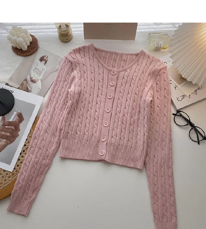 Weekend Discounts Worth Grabbing Knitted cardigan coat French retro short twist long sleeve top 6644 Weekend Discounts Worth Grabbing Knitted cardigan coat French retro short twist long sleeve top 6644