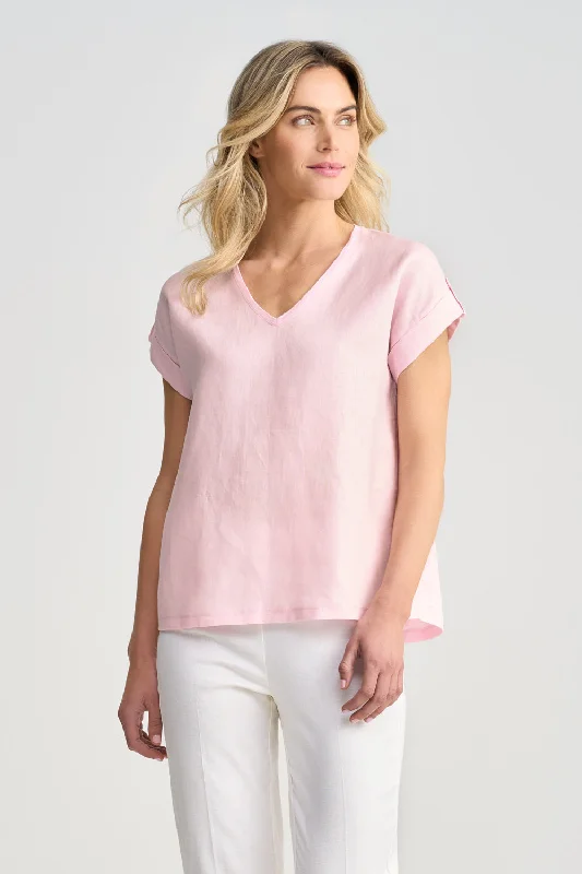 YEAR-End Sale Linen Mix V-Neck T-Shirt