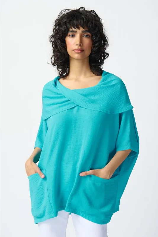 Flash Deal Joseph Ribkoff Gauze Cowl Neck Oversized Tunic Top 241043