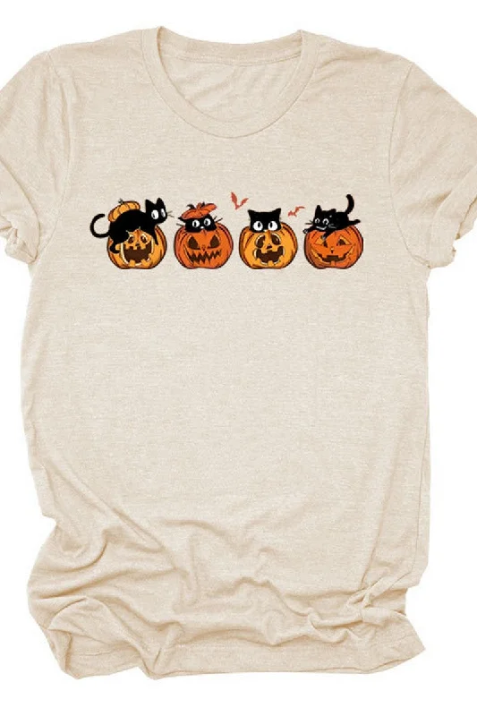 Special Offer PUMPKIN CAT CUTE AND FUNNY SHORT SLEEVE WOMEN