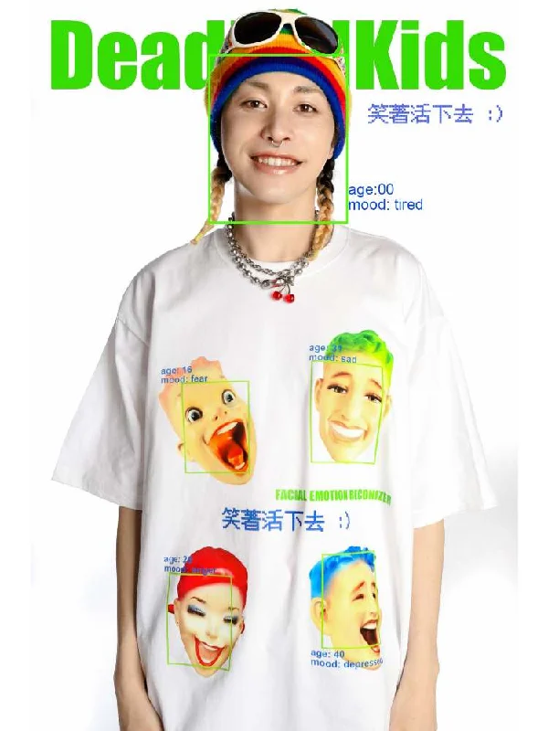 Great Deal American SMILE OVER SIZE ROUND NECK T-SHIRT [S0000008562]