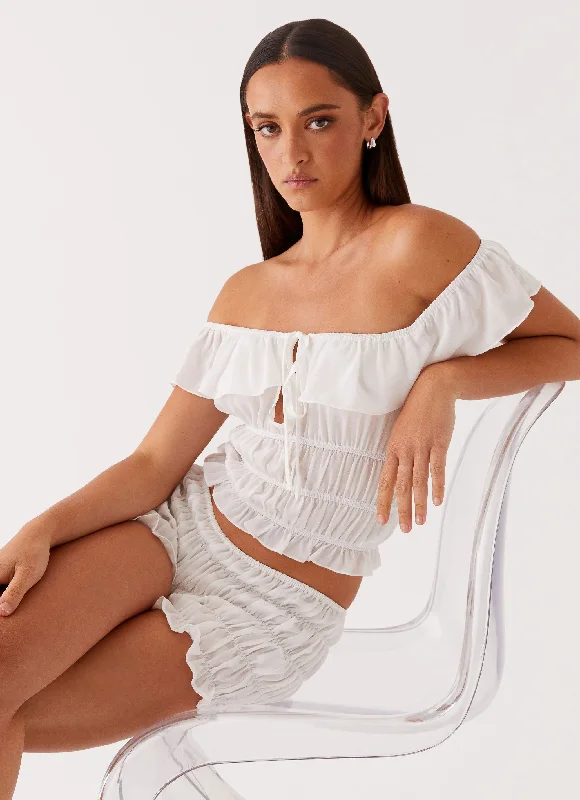 Weekend Deal Girls Like Us Ruched Top - White