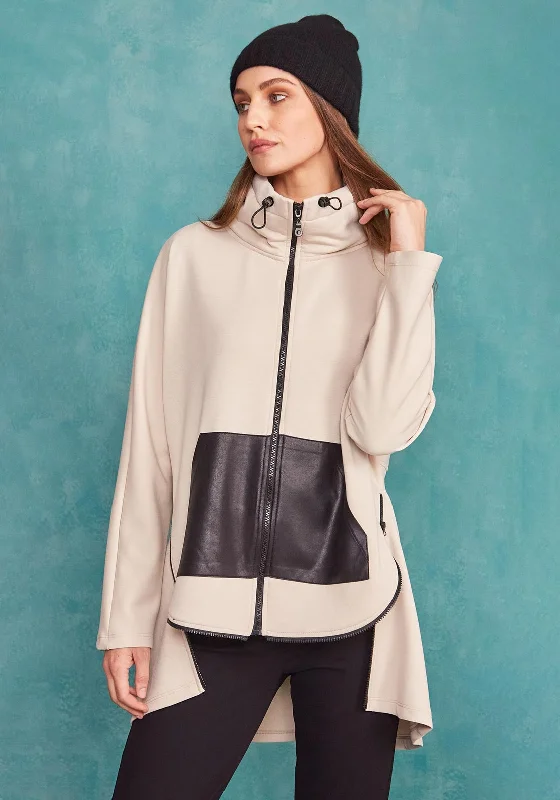 The Best Deal Naya Sporty Style Zip Hem Long Sweatshirt, Beige & Black