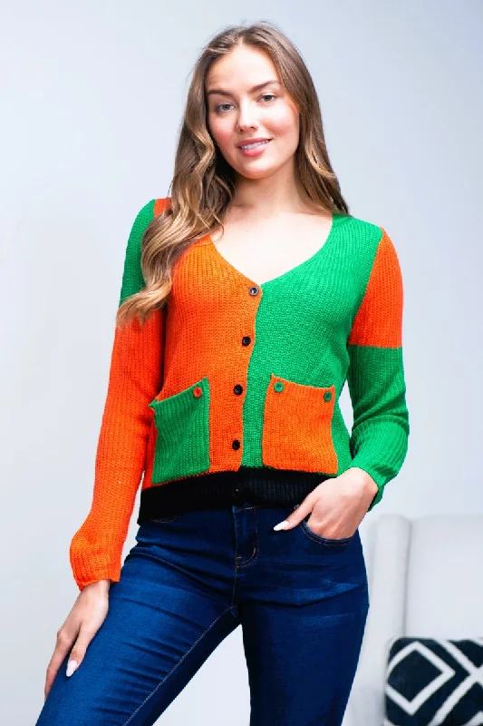 Early Access "Halloween Vibe" Knit V-Neck Sweater 2Front Pockets  (HS-0972)
