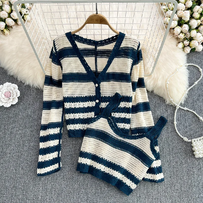 Friends and Family Sale Stylish Two Piece Cardigan Sweater    S412