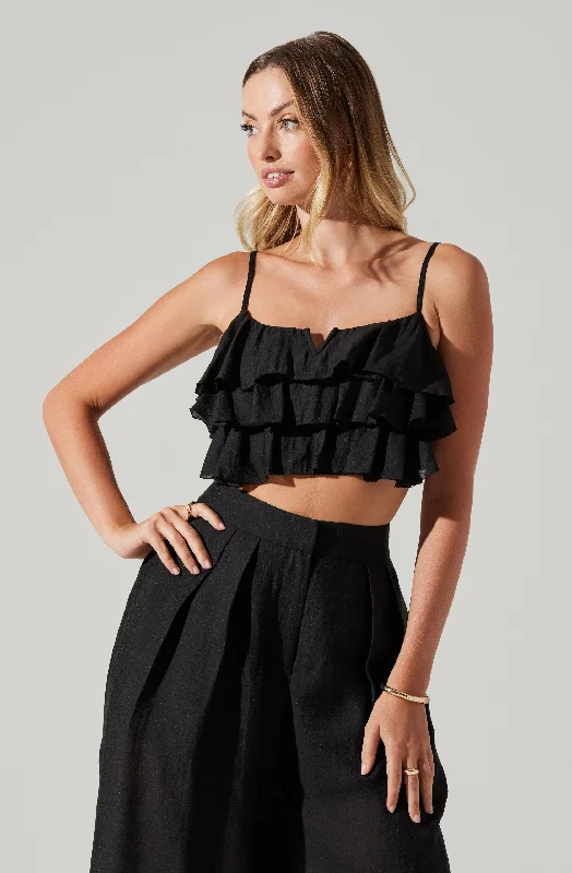 Seasonal Clearance Ellyana Ruffle Crop Top