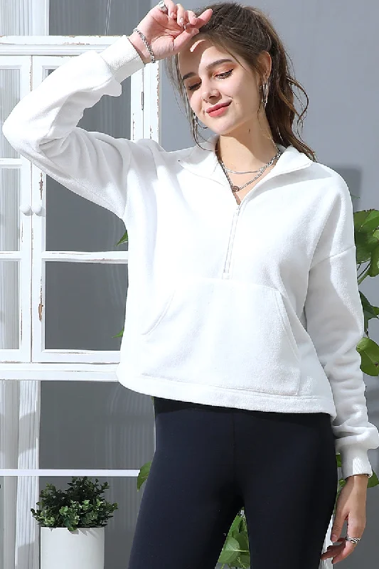 Fantastic Deals HIGH NECK HALF ZIP UP FLEECE PULLOVER ANORAK JACKET