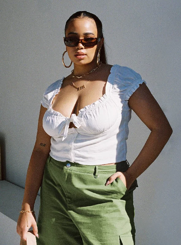 Midnight Sale Elouise Crop Top White Curve