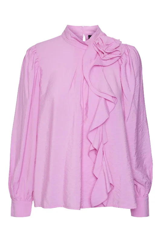 Weekend Special Vero Moda - Vmbailey Ls Frill Top - 4578979 Fuchsia Pink