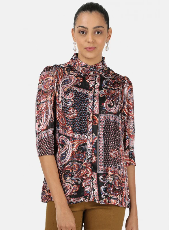 Price Blitz Womens Black Printed Top