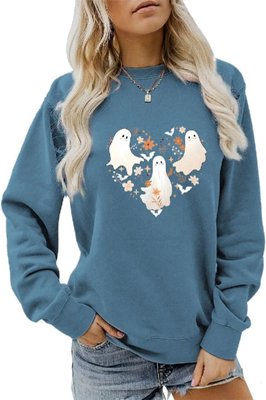 Weekend Special GHOST FUN PRINTED LONG SLEEVE CASUAL TOP FOR WOMEN