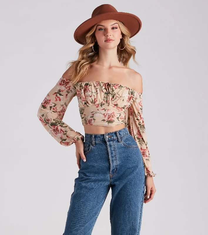 Final Markdown Flawless Floral Mesh Tie Crop Top