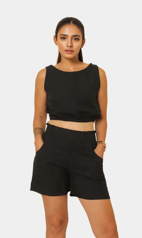 Exclusive Access Two Piece Women Summer Set (Black)
