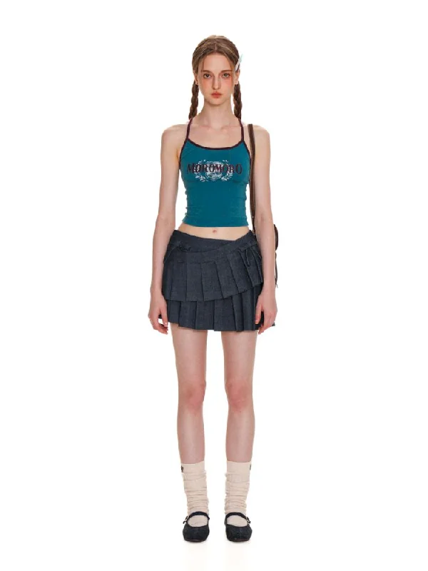 Weekend Discounts to Enjoy Printed Cross Strap Design Fried Pink Camisole [S0000008599]