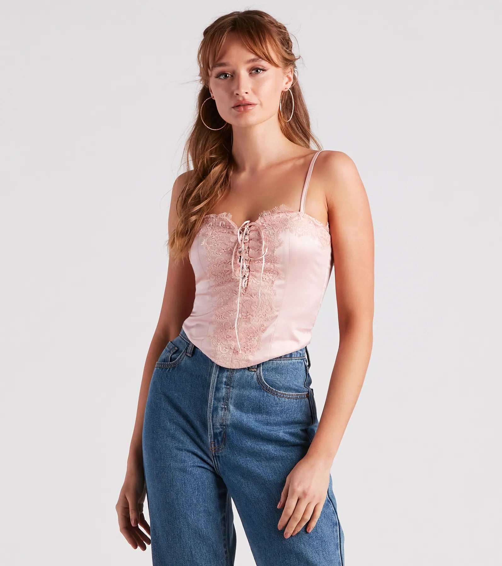 The Best Prices Love Language Satin Lace Trim Top