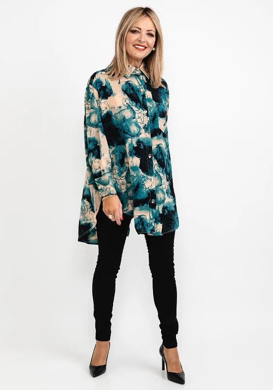 Amazing Value Seventy1 Printed Long Oversize Tunic Shirt, Teal Multi