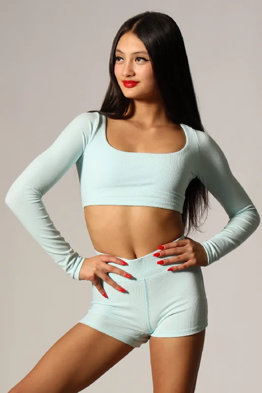 Best Seller Honest Long Sleeved Crop Top - Oasis - FINAL SALE
