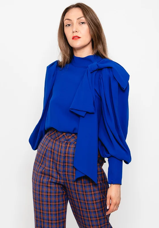 Quick Sale Exquise Oversize Bow & Sleeves Top, Royal Blue