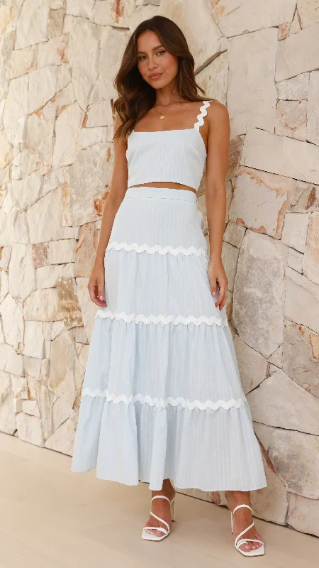 Online Exclusive Lys Top and Maxi Skirt Set - Blue / White