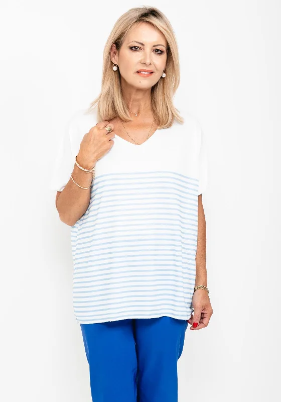 Huge Discounts Seventy1 One Size Striped T-Shirt, White & Light Blue