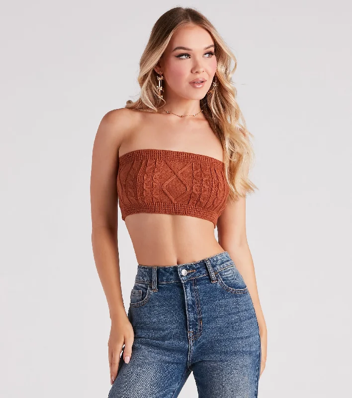Markdowns Call Me Cutie Cable Knit Tube Top