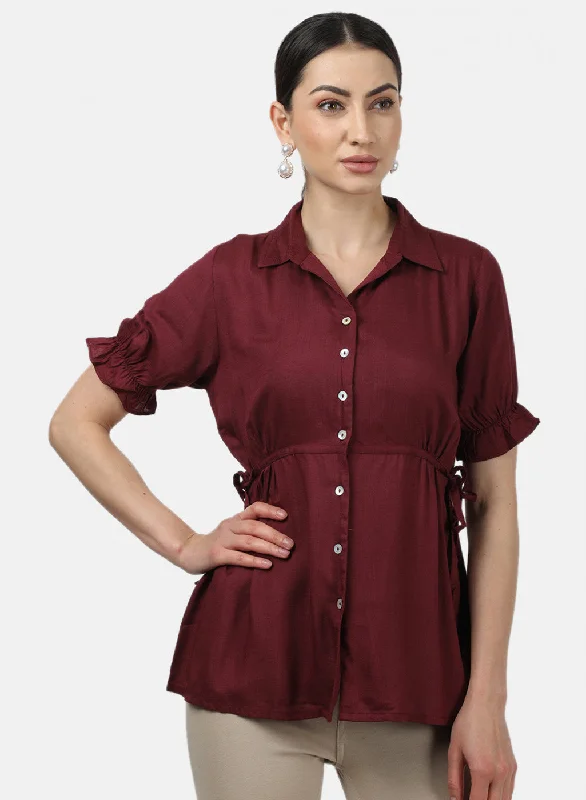 Year-End Sale Womens Maroon Plain Top