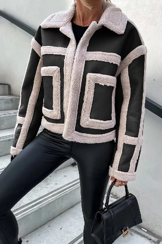 Savings Galore WOMEN PLUSH WARM FALL WINTER LAPEL JACKET