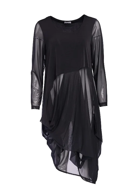 Now or Never Naya Mesh Hem Panel Top, Black
