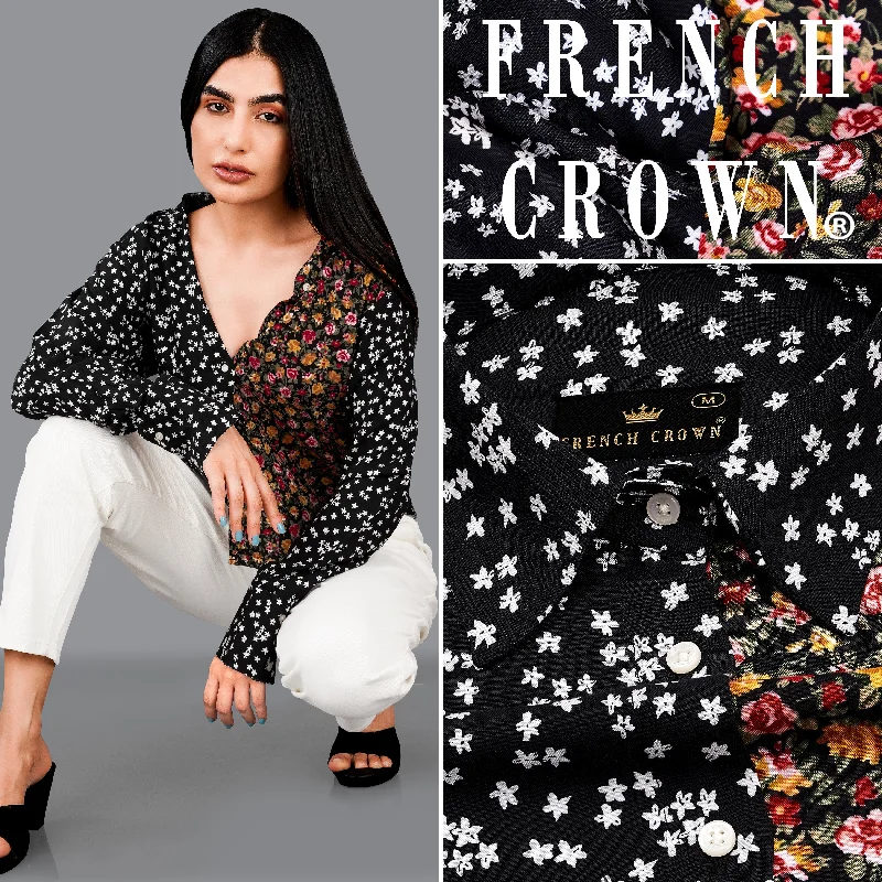 Crazy Deals Jade Black Ditsy Printed Premium Cotton Shirt