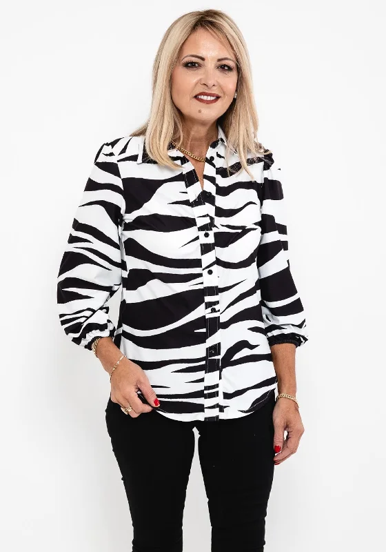 Weekend Savings Spectacular Leon Collection Zebra Print Blouse, Black & White