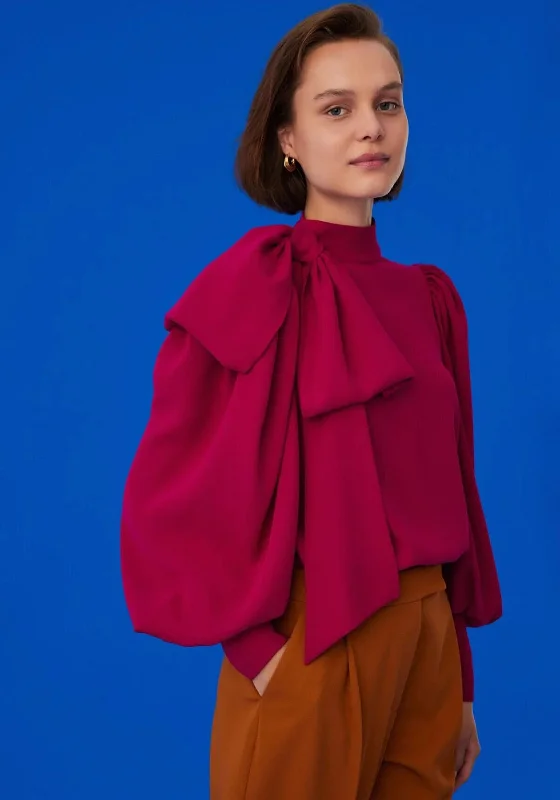 Take Advantage Exquise Oversize Bow & Sleeves Top, Fuchsia