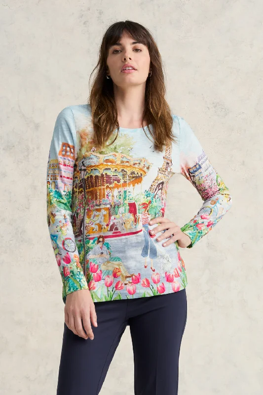 Big Savings Long Sleeve Organic Cotton T-Shirt - Eiffel Tower Print