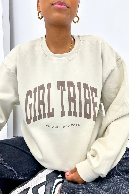Seasonal Clearance Girl Tribe Monochrome Sweatshirt in Sand
