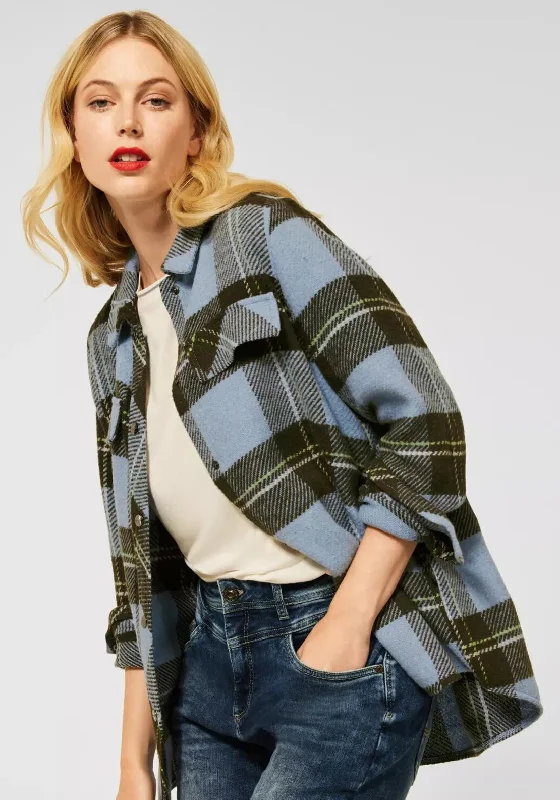 Weekend Deals That Impress Street One Checked Shirt Jacket, Mid Sunny Blue Multi