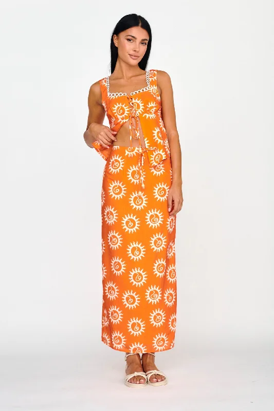 Great Bargains Sun Days Midi Skirt Sun Orange