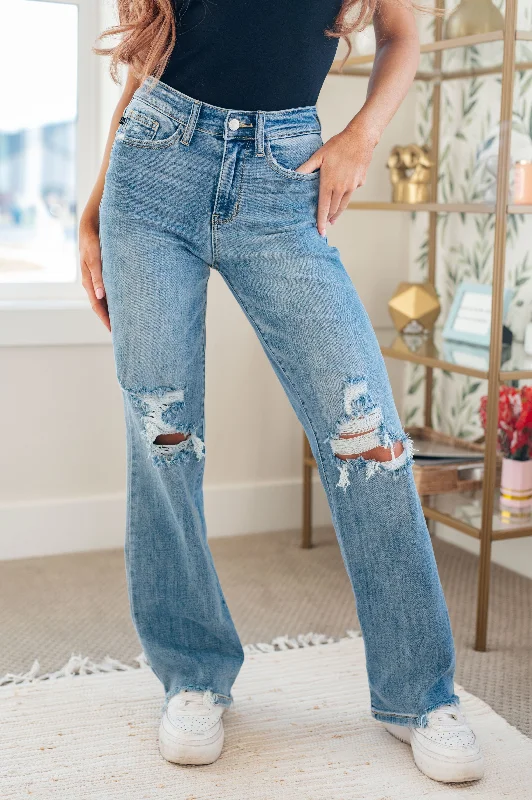 Now or Never Rose High Rise 90's Straight Jeans in Light Wash