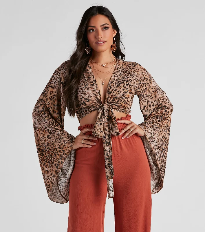 Unmissable Offer Wild Shine Leopard Crop Wrap Top